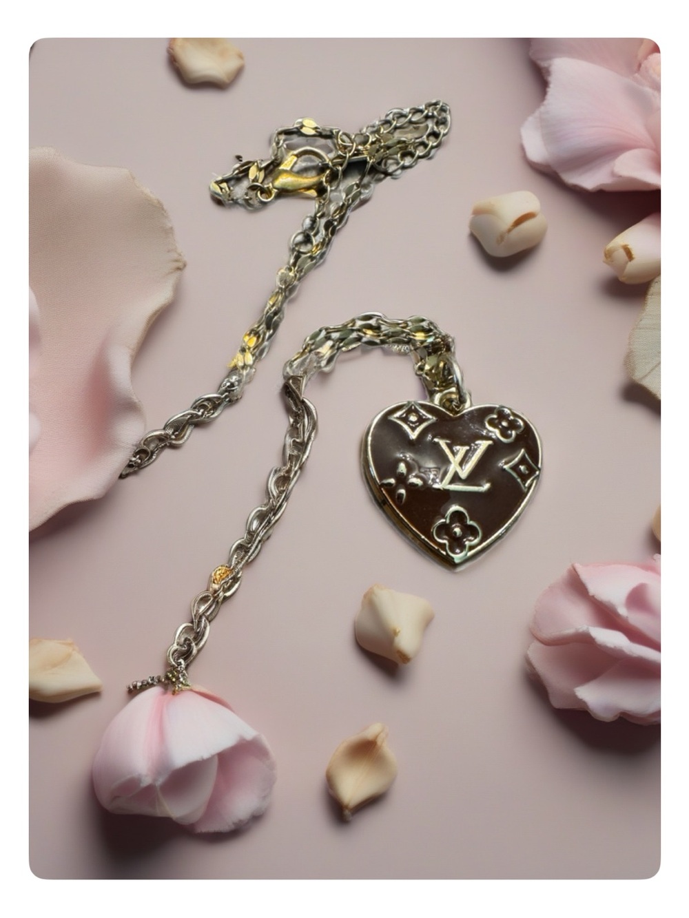 Designer Inspired Gold Heart Monogram Pendant Necklace